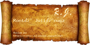 Rontó Juliánusz névjegykártya